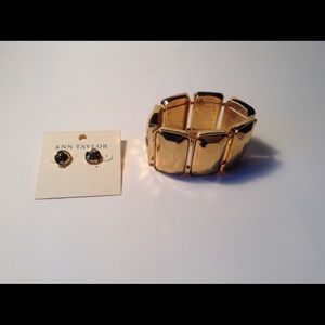 Ann Taylor Earrings and Gold Color Bracelet